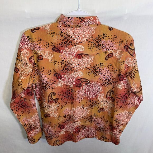 Wrangler Women’s Ruby Red Snap Shirt Size Medium Orange Floral Western Rodeo - Picture 8 of 12